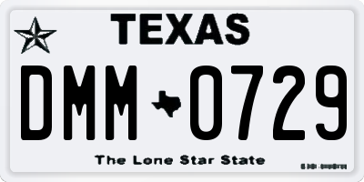 TX license plate DMM0729