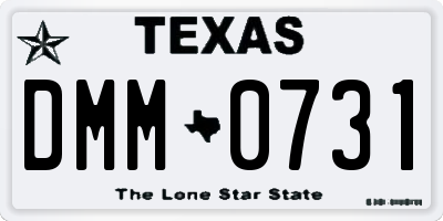 TX license plate DMM0731