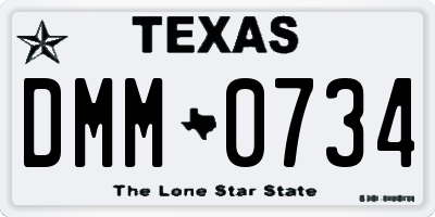 TX license plate DMM0734