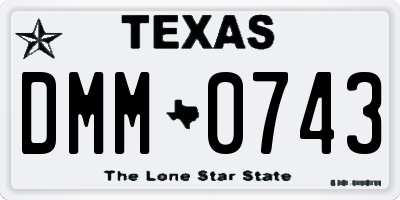 TX license plate DMM0743