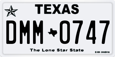 TX license plate DMM0747