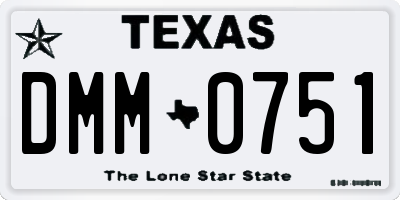 TX license plate DMM0751