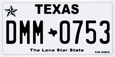 TX license plate DMM0753