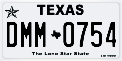TX license plate DMM0754