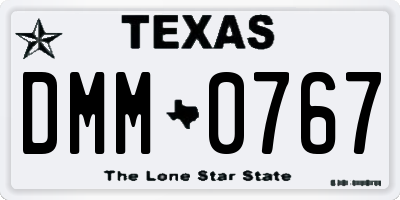 TX license plate DMM0767
