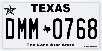 TX license plate DMM0768