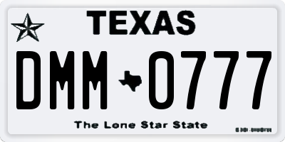 TX license plate DMM0777