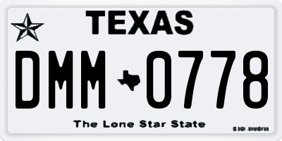TX license plate DMM0778