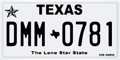 TX license plate DMM0781