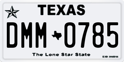 TX license plate DMM0785