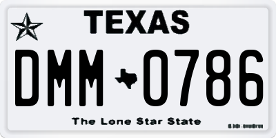 TX license plate DMM0786