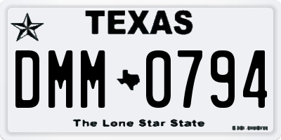 TX license plate DMM0794