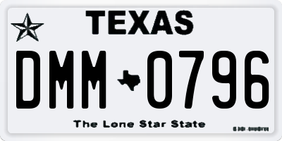 TX license plate DMM0796