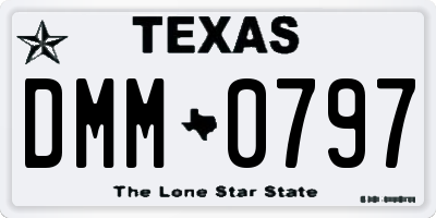 TX license plate DMM0797