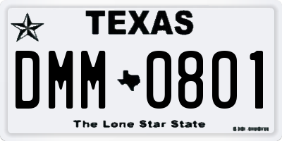 TX license plate DMM0801