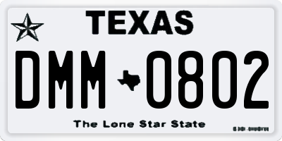 TX license plate DMM0802