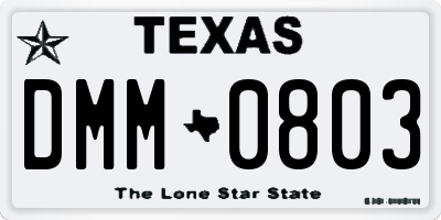 TX license plate DMM0803