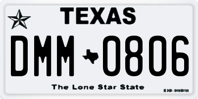 TX license plate DMM0806