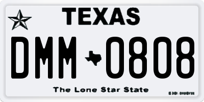 TX license plate DMM0808