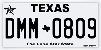 TX license plate DMM0809