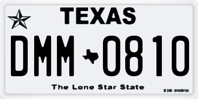 TX license plate DMM0810