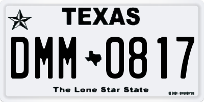 TX license plate DMM0817