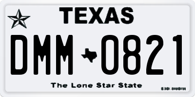 TX license plate DMM0821