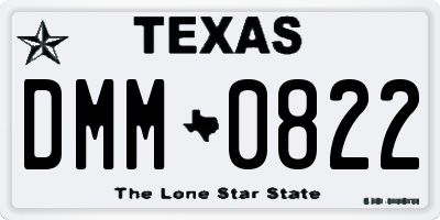 TX license plate DMM0822