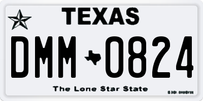 TX license plate DMM0824