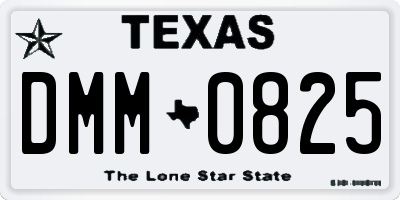TX license plate DMM0825
