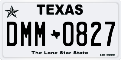 TX license plate DMM0827