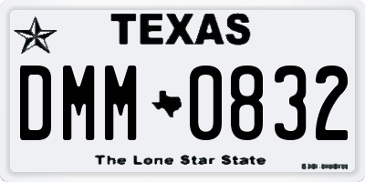 TX license plate DMM0832