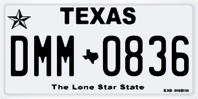 TX license plate DMM0836