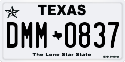 TX license plate DMM0837