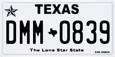 TX license plate DMM0839