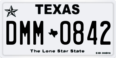 TX license plate DMM0842