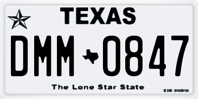 TX license plate DMM0847