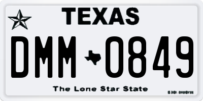 TX license plate DMM0849