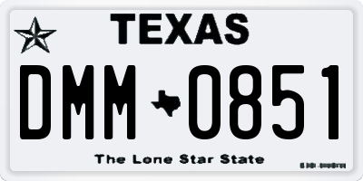TX license plate DMM0851