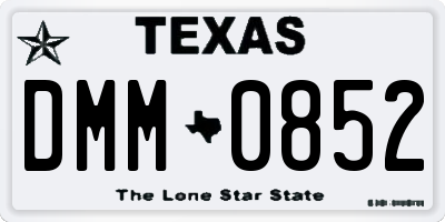 TX license plate DMM0852