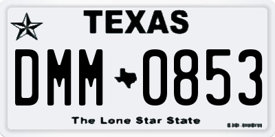 TX license plate DMM0853