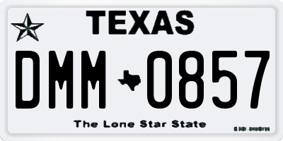 TX license plate DMM0857