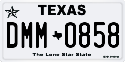 TX license plate DMM0858