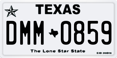 TX license plate DMM0859