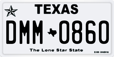 TX license plate DMM0860