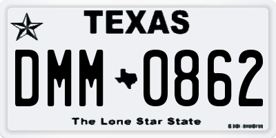 TX license plate DMM0862