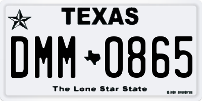 TX license plate DMM0865
