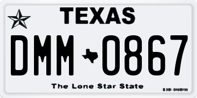 TX license plate DMM0867
