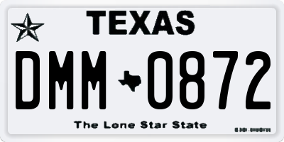 TX license plate DMM0872