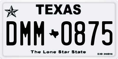 TX license plate DMM0875